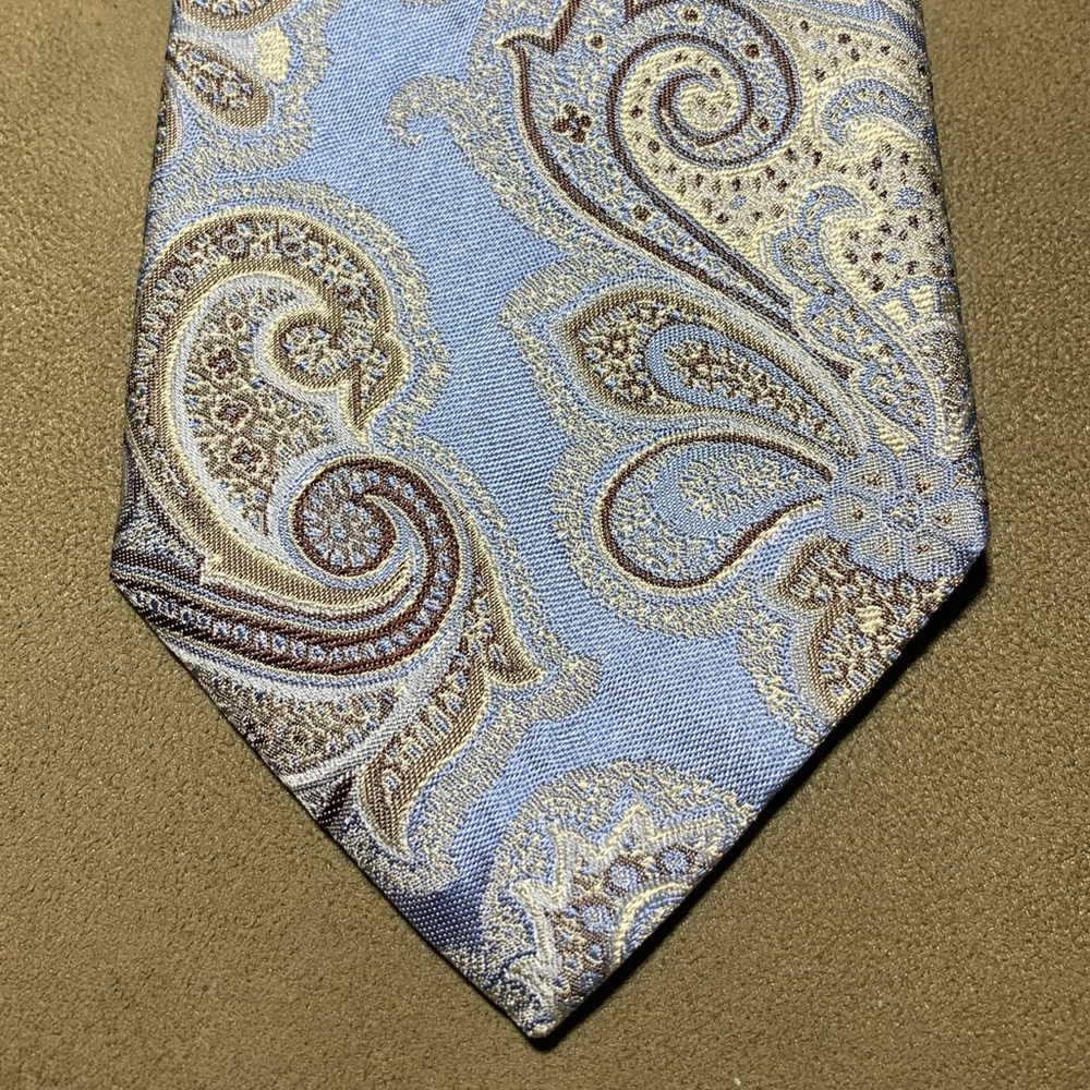 Lincs by David Chu Blue Silver Paisley Tie Italy